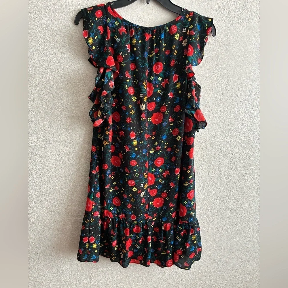 J. Crew Women’s Floral Printed Flutter Sleeveless Multicolor Keyhole Dress XS